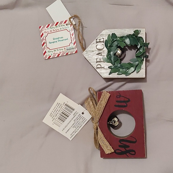 🎄 Christmas Bell Ornaments – Set of 2 | “Snow” & “Peace” | Rustic Farmhouse Hol - Picture 1 of 4